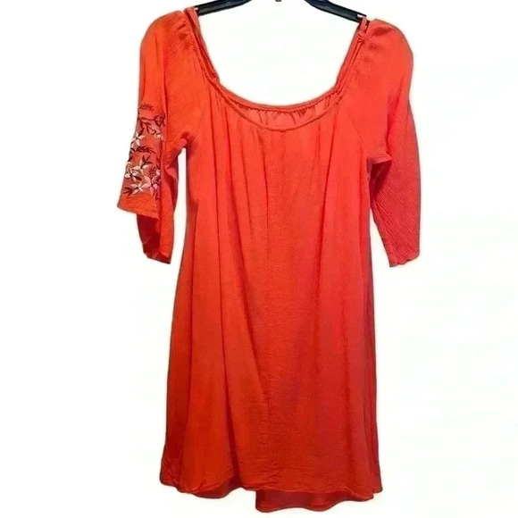 Rebellion Orange Dress with Embroidery Front - Picture 2 of 10